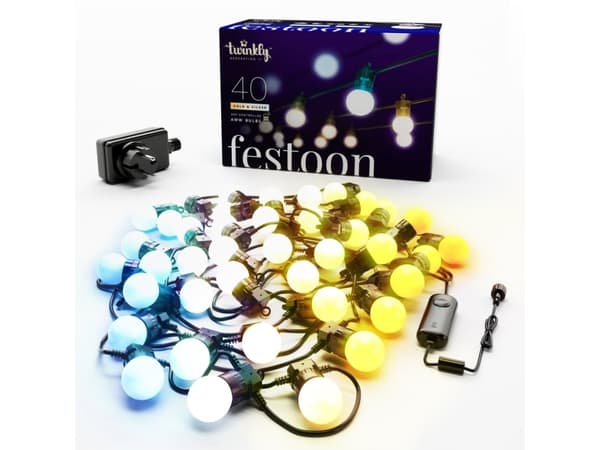 Twinkly Festoon Smart Outdoor Lyskjede med hvitt lys - 20 m.