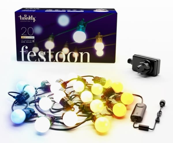 Twinkly Festoon Smart Outdoor Lyskjede med hvitt lys - 10 m.