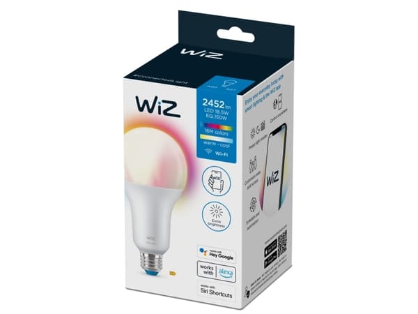 WiZ 8719514554634 LED-lampa (RGB) EEK E (A - G) E27 Globeform 19 W = 150 W RGBW (Ø x L) 60 mm x 110 mm dimbar, App-styrd 1 st