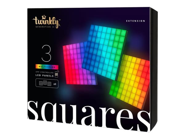 Twinkly Squares Extension Pack - Lyspanel - LED - 4 W - 16 millioner farger - skinnende svart (en pakke 3)