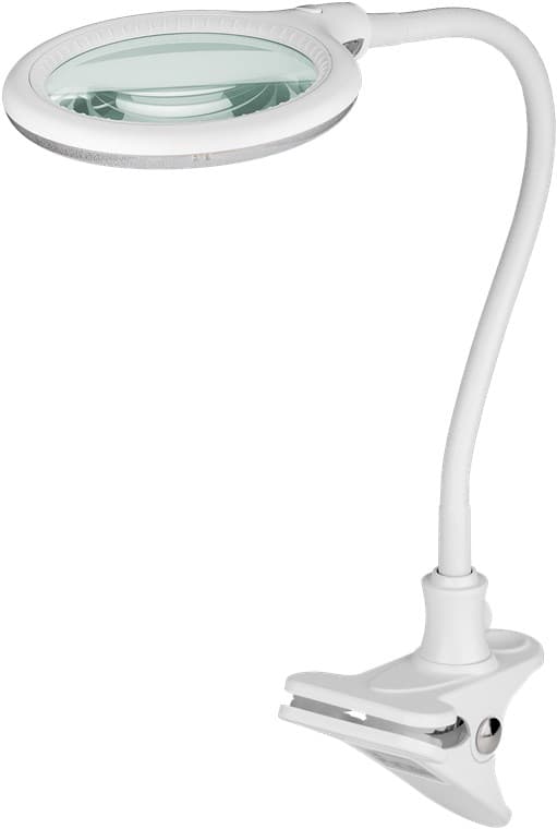 LED-forstørrelseslampe med klemme, 6 W Hvit