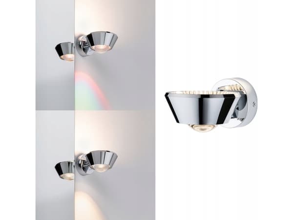Paulmann 709.47, Overflatebehandlet, Rund, 1 ampuller, 2700 K, IP44, Kromfarget