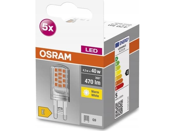 OSRAM 40580758087 LED-lampa (RGB) Energiklass E (A - G) G9 Specialsats 4,2 W = 40 W Varmvit (Ø x H) 19 mm x 19 mm 5 st