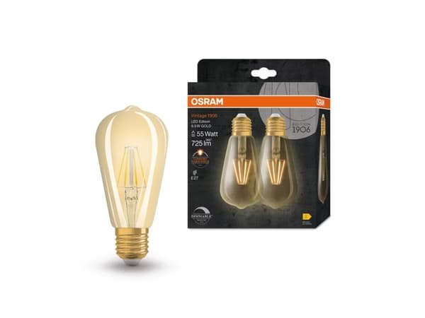 LEDVANCE 4058075754713, 6,5 W, 55 W, E27, 725 LM, 15000 h, Varmt mysljus