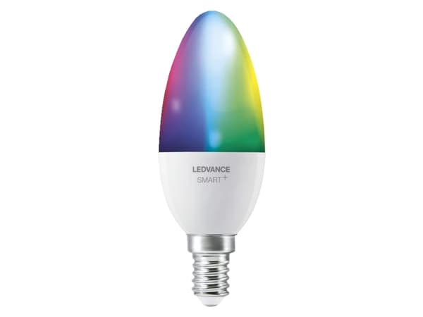 LEDVANCE SMART+ - LED-lyspære - form: B40 - E14 - 4.9 W (ekvivalent 40 W) - klasse F - RGBW-lys - 2700-6500 K - hvit