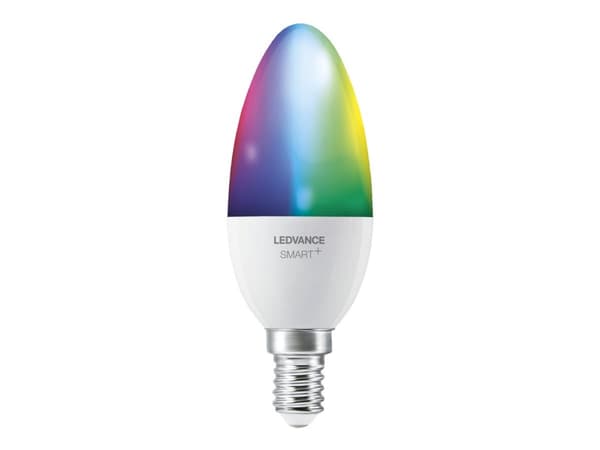 LEDVANCE SMART+ - LED-lyspære - form: B40 - E14 - 4.9 W (ekvivalent 40 W) - klasse F - RGBW-lys - 2700-6500 K - hvit