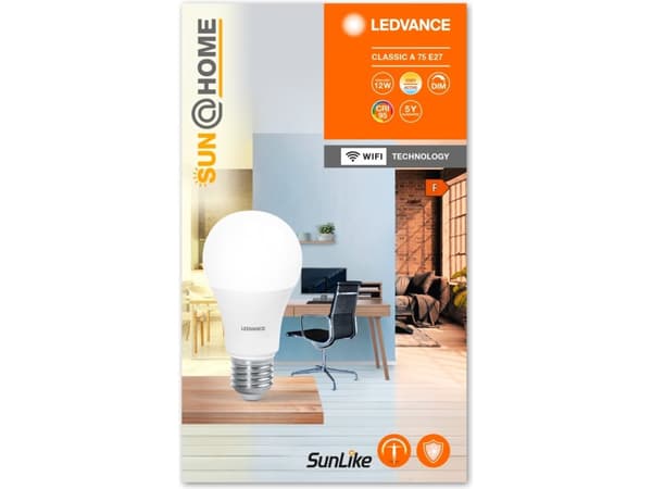 LEDVANCE SUN@Home, 12 W, 75 W, E27, 1055 lm, 25000 h, Valkoinen LEDVANCE SUN@Home, 12 W, 75 W, E27, 1055 lm, 25000 h, valkoinen