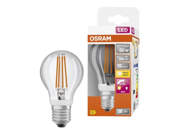 OSRAM LED STAR+ - LED-lamppu - muoto: A60 - kirkas viimeistely - E27 - 7,3 W (vastaa 60 W) - luokka E - lämpimän valkoinen valo - 2700 K