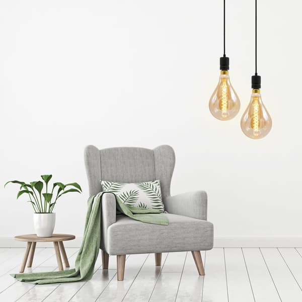 3-pack E27 dimbar XXL LED-lampa med spiralfilament och bärnstensfärgat glas - Ø160