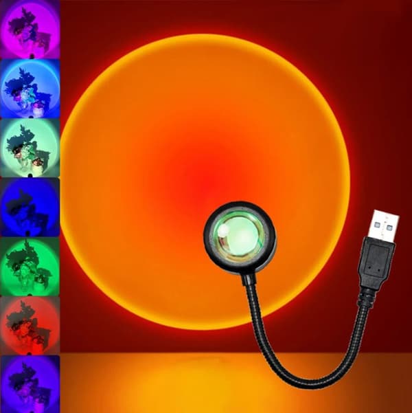 USB Projektorlampa / LED Solnedgång, 14-lägen