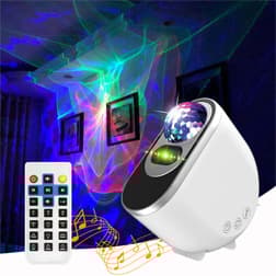 Galaxylampa / Rymdlampa, Norrsken, Galax, stjärnhimmel och måne, Bluetooth högtalare