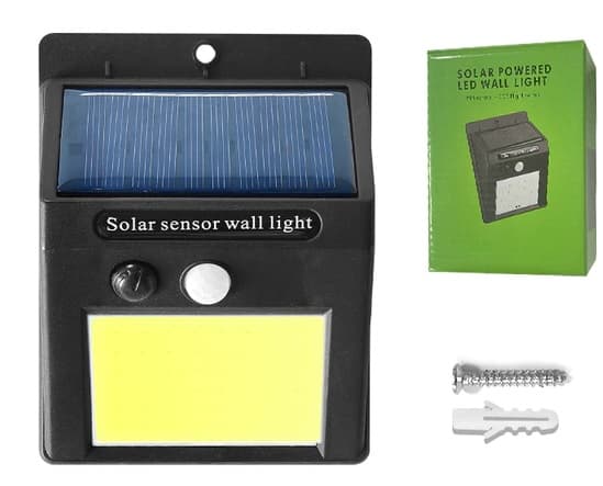 Solcellslampa med sensor / rörelsedetektor mark & väggmontering, 48LED, IP67 vädertålig