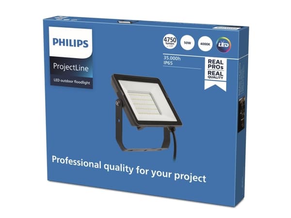 Philips Flomlys, Sort, IP65, 50 W, LED, 4000 K, 4750 lm
