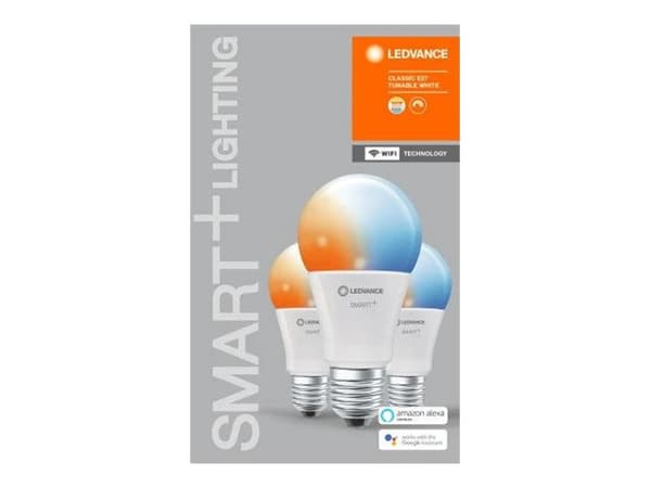 LEDVANCE SMART+ Classic - LED-glödlampa - form: A60 - E27 - 9 W (motsvarande 60 W) - klass F - tonbar vit - 2700-6500 K - vit (paket om 3)