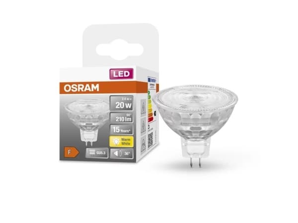 OSRAM LED STAR - LED-pære for søkelys - form: MR16 - GU5.3 - 2.6 W (ekvivalent 20 W) - klasse F - varmt hvitt lys - 2700 K