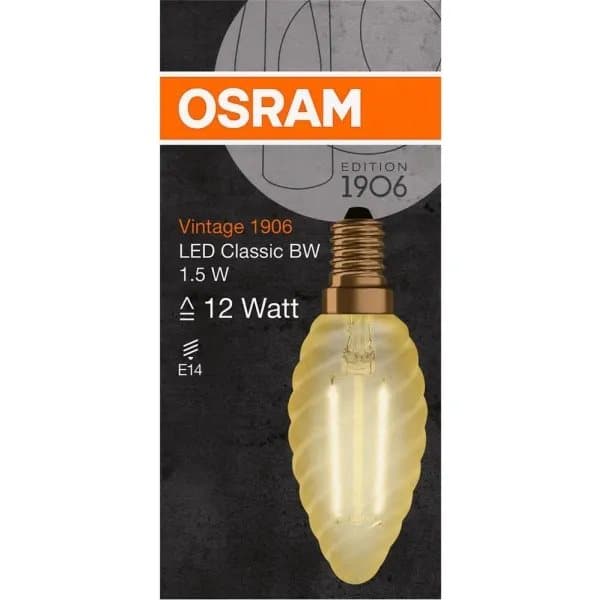 OSRAM Vintage 1906 - LED-glödlampa med filament - form: BW35 - E14 - 1.5 W (motsvarande 12 W) - klass G - varmt vitt ljus - 2400 K - guld