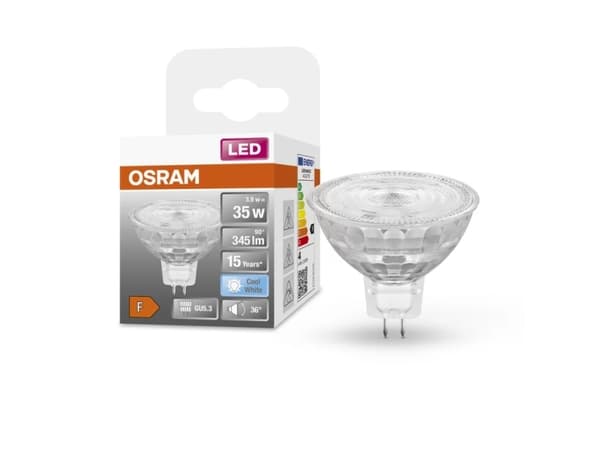 OSRAM LED STAR - LED-pistepolttimo - muoto: MR16 - GU5.3 - 3,8 W (35 W vastaava) - luokka F - viileän valkoinen valo - 4000 K