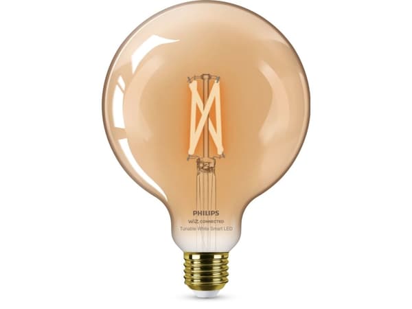 Philips Smart - LED-glödlampa med filament - form: G125 - E27 - 7 W (motsvarande 50 W) - klass F - varmt till kallt vitt ljus - 2000-5000 K - bärnste