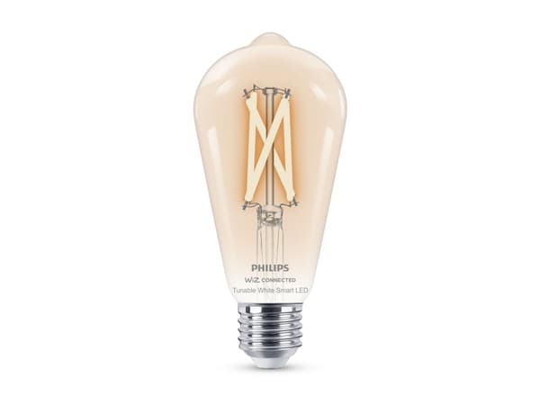 Philips Smart - LED-filamentlyspære - form: ST64 - E27 - 7 W (ekvivalent 60 W) - klasse E - varm til kjølig hvitt lys - 2700-6500 K - gjennomsiktig