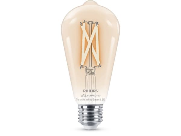 Philips Smart - LED-filamentlyspære - form: ST64 - E27 - 7 W (ekvivalent 60 W) - klasse E - varm til kjølig hvitt lys - 2700-6500 K - gjennomsiktig