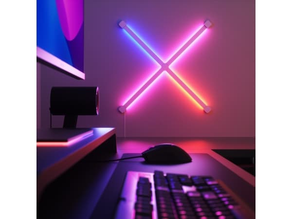 Nanoleaf Lines 90 Degress Smarter Kit - Trådlös belysningsuppsättning - LED x 4 - 2 W - RGBW-lampa - 1200-6500 K - slinga