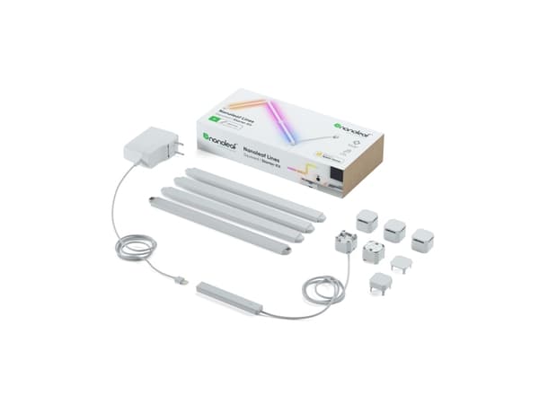 Nanoleaf Lines 90 Degress Smarter Kit - Trådlös belysningsuppsättning - LED x 4 - 2 W - RGBW-lampa - 1200-6500 K - slinga