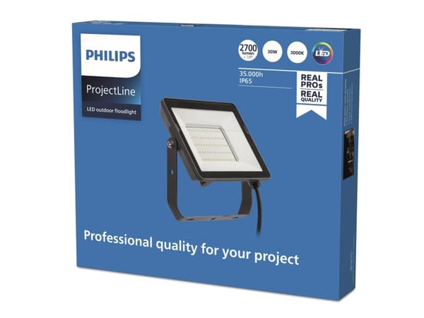 Philips Strålkastare, Svart, IP65, 30 W, LED, Varmvitt, 3000 K