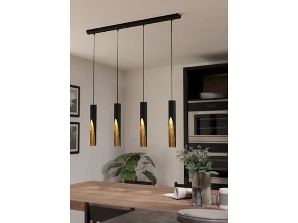 EGLO BARBOTTO LÅNGBORD 4L GU10 SVART/GULD