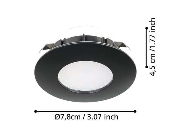 EGLO PINEDA INDBYG. Ø78 4,9W 460LM IP44 SORT STAR