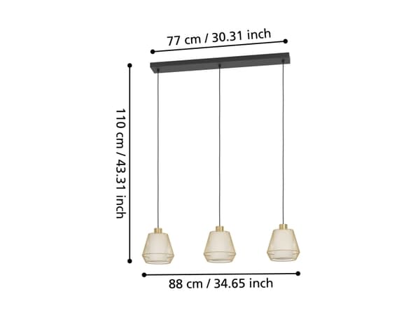 EGLO CITADEL LANGBORD 3L E27 SORT/BM