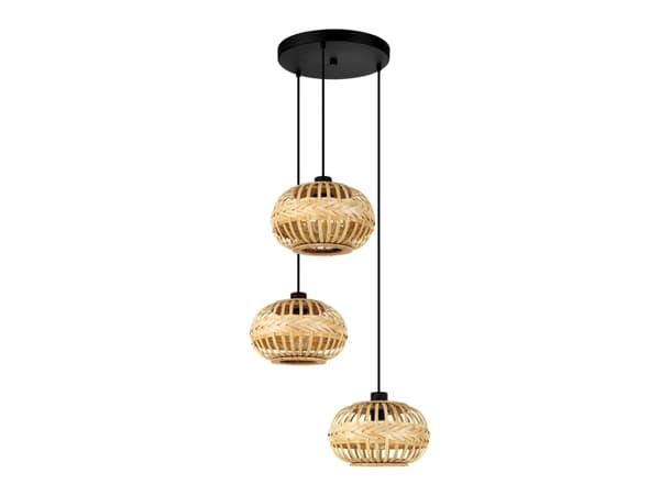 EGLO AMSFIELD 1 CLUSTER PENDEL 3XE27 SVART/NATUR