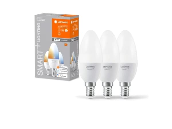 LEDVANCE 4058075779051 LED (RGB)-lampa EEK F (A - G) E14 Ljusform 4,9 W = 40 W Varmt och kallt vitt (Ø x H) 39 mm x 39 mm 3 st