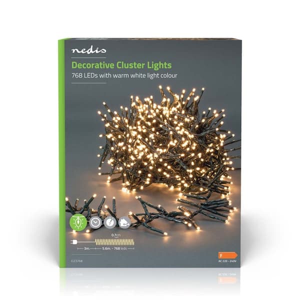Nedis Jouluvalot | Klusteri | 768 LED's | Lämmin Valkoinen | 5.60 m | Kevyet vaikutukset: 7 | Sisä- tai ulkotila | Verkkovirtakäyttöinen