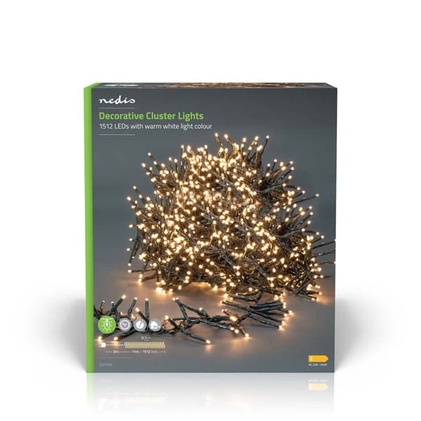 Nedis Julebelysning | Klynge | 1512 LED's | Varm Hvit | 11.00 m | Lyseffekter: 7 | Innendørs eller utendørs | Nettstrøm drevet