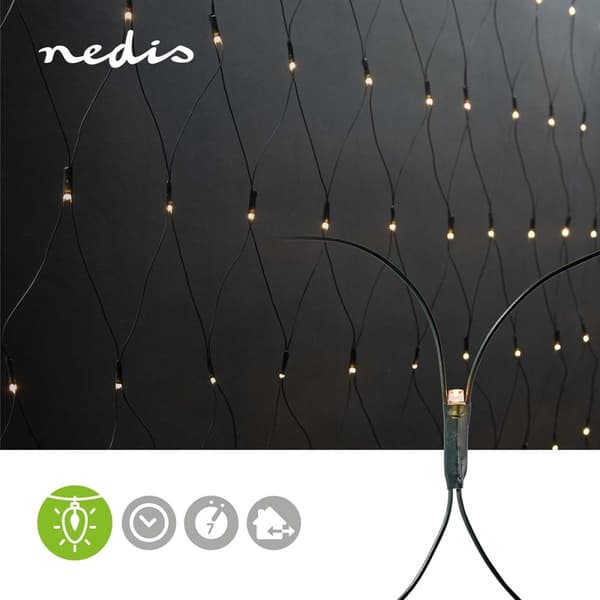 Nedis Dekorative Nettlys | Varm Hvit | 320 LED's | 3 x 1.5 m | Lyseffekter: 7 | Innendørs eller utendørs | Nettstrøm drevet