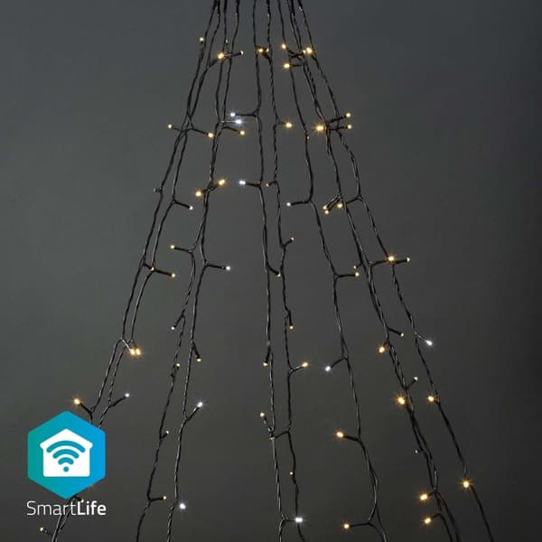 Nedis SmartLife jluelys | Træ | Wi-Fi | Varm til kølig hvid | 200 LED's | 20.0 m | 10 x 2 m | Android™ / IOS Sort