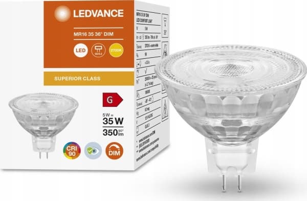 LEDVANCE LED Comfort MR16 36° 350lm 5W/927 (35W) GU5.3 dimbar