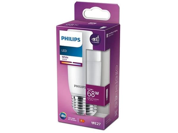 Philips LED Stick - LED-glödlampa - form: T38 - glaserad finish - E27 - 9.5 W (motsvarande 68 W) - klass F - vitt ljus - 3000 K