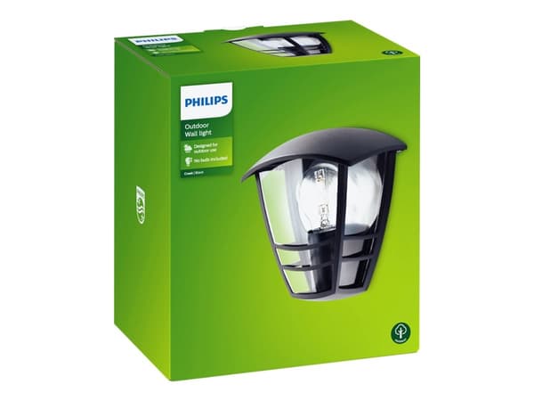 Philips myGarden Seinävalaisin, Seinävalaistus ulkotiloihin, Musta, Alumiini, IP44, Puutarha, Patio, II