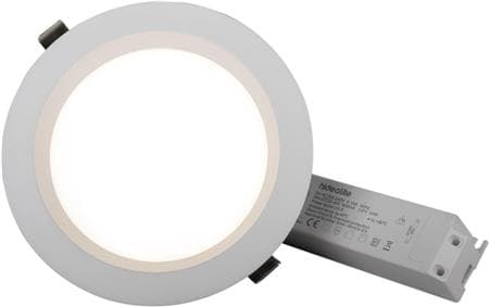 Plano Basic Downlight Ø190mm Hvid, 2.500-2.680lm, 3.000K/4.000K/5.700K via DIP-switch, fase dæmpbar, til hulmål 160-180mm.