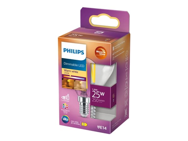 Philips Kynttilälamppu ja Lustre (himmennettävä), 2,5 W, 25 W, E14, 340 lm, 15000 h, Lämmin hehku