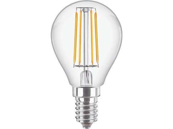 Philips CorePro LEDluster - LED-glödlampa med filament - form: P45 - klar finish - E14 - 4.3 W (motsvarande 40 W) - klass F - varmt vitt ljus - 2700