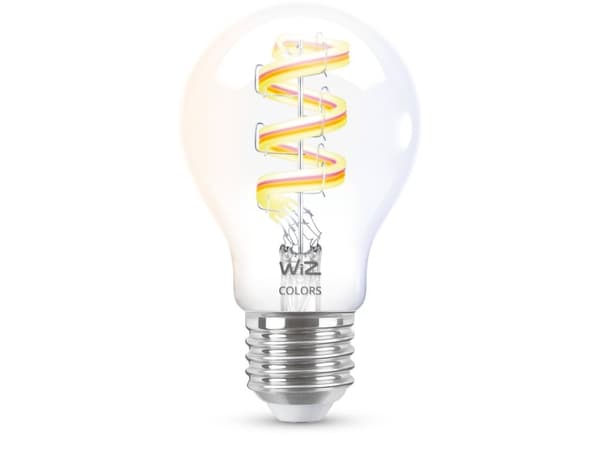 WiZ Colors - LED-glödlampa med filament - form: A60 - klar finish - E27 - 6.3 W (motsvarande 40 W) - klass G - RGB-lampa - 2200-6500 K