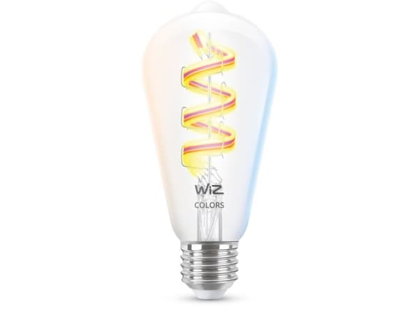 WiZ - LED-glödlampa med filament - form: ST64 - klar finish - E27 - 6.3 W (motsvarande 40 W) - klass G - RGB-lampa - 2200-6500 K - transparent