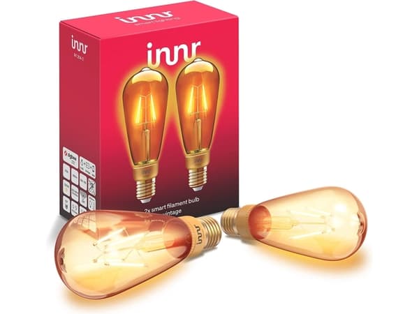 Innr Smart Vintage - LED-glödlampa med filament - E27 - klass F - varmt vitt ljus - 2200 K - vintage (paket om 2)