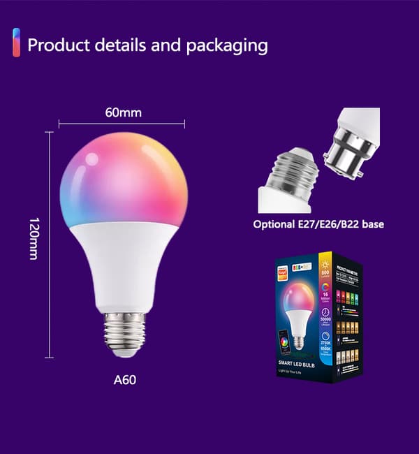 Moderne Smart Bulb Smart Led Light Multi Color Changing Lamp 10W E27 med RGB