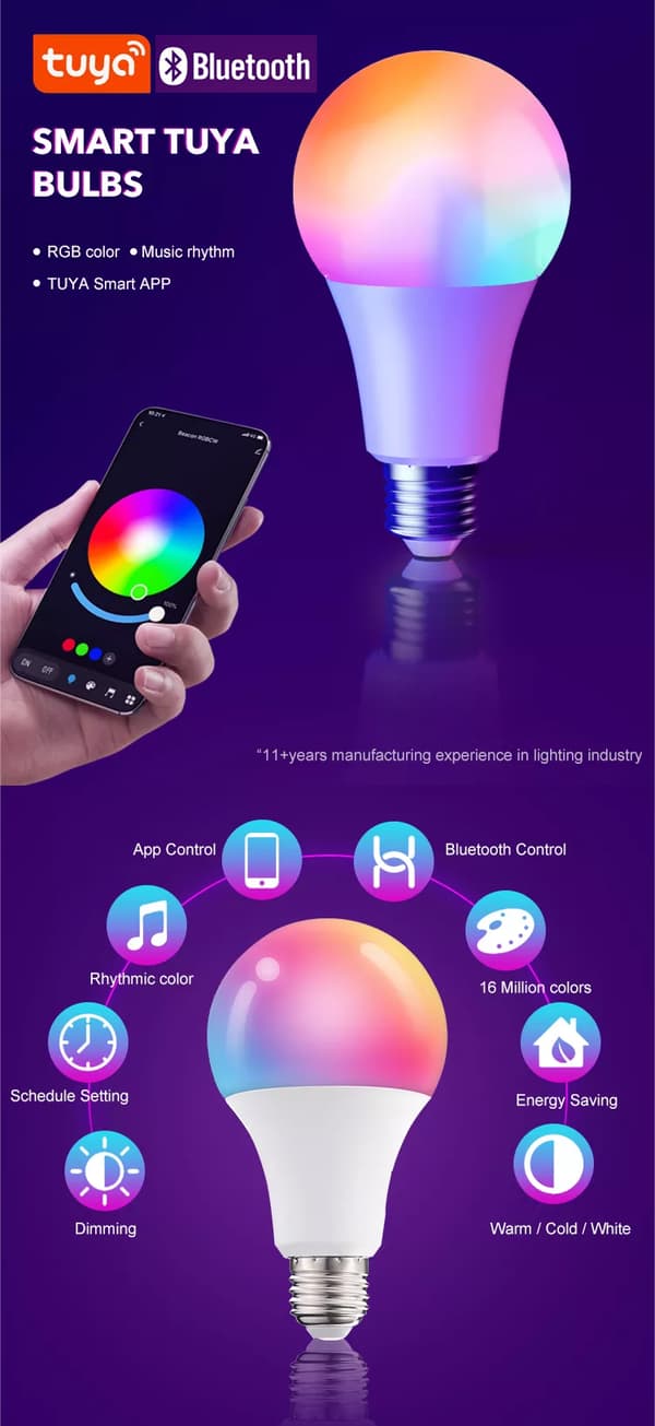 Moderne Smart Bulb Smart Led Light Multi Color Changing Lamp 10W E27 med RGB