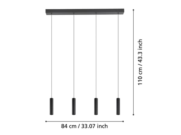 EGLO ALMUDAINA LANGBORD L840 4X480LM DÆMPB. SORT