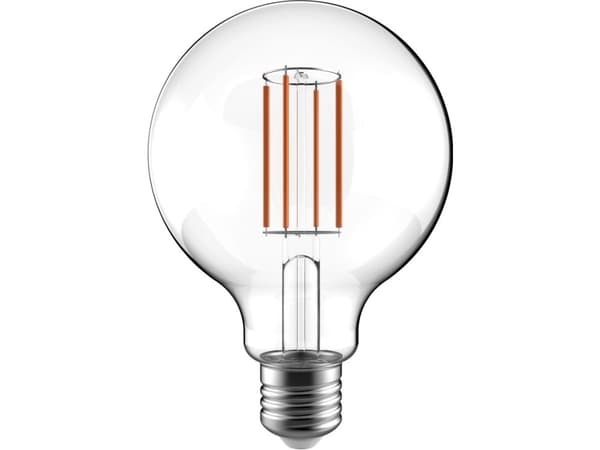Airam LED G95 -lamppu, E27, 3000K, 470lm, kirkaskupuinen