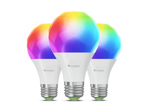 Nanoleaf Essentials Matter - LED-glödlampa - form: A60 - E27 - 8.5 W - klass F - RGBCW-lampa - 2700-6500 K (paket om 3)